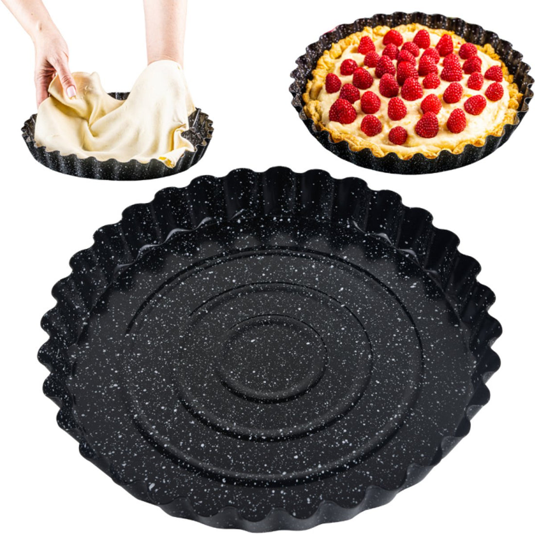 KINGHoff Cake Tin KH-1956 - Ø28 cm Non-stick Marble Mould for Cakes and Quiches - Oven-safe up to 220°C