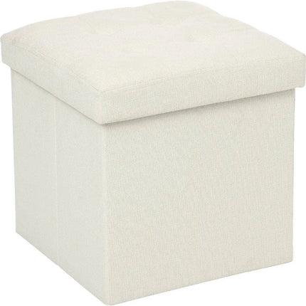 Atmosphera Pouf/Repose-pieds/Coffre de rangement - beige - PU/MDF - 38 x 38 cm - pliable