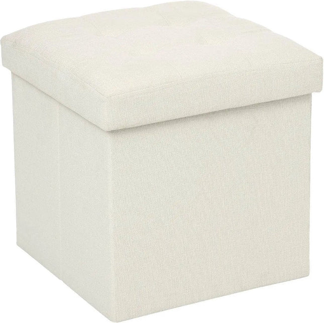 Atmosphera Pouf/Repose-pieds/Coffre de rangement - beige - PU/MDF - 38 x 38 cm - pliable