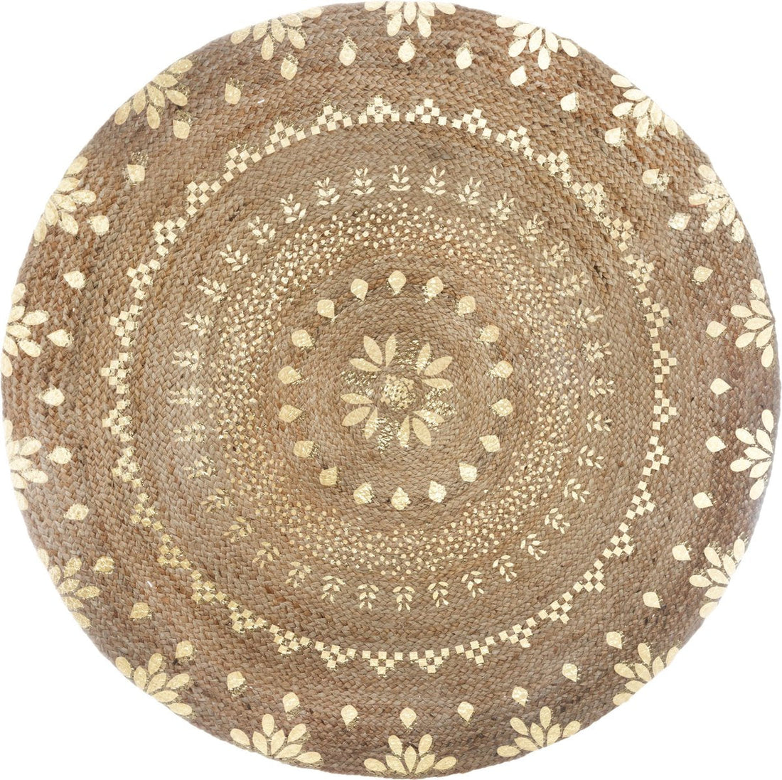 Atmosphera rond vloerkleed van jute met goudkleurige accenten – Ø 115 cm