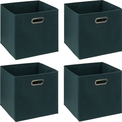5Five Panier de rangement/panier de placard - 4x - Vert émeraude - 31 x 31 x 31 cm - 29 litres - Paniers de rangement pour étagères - Tissu avec fond renforcé - Pliable