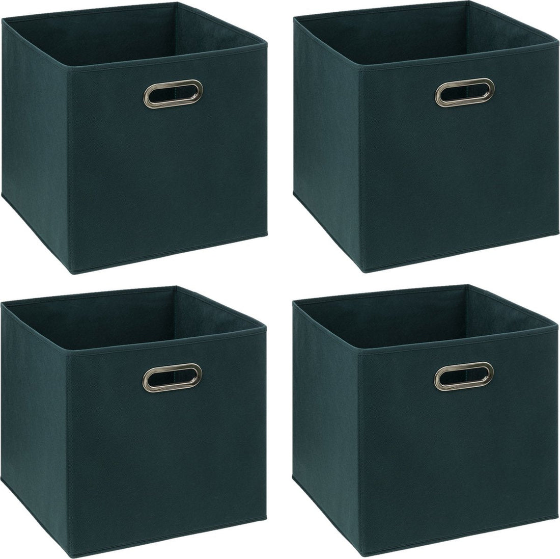 5Five Opbergmand/kastmandje - 4x - Smaragd groen - 31 x 31 x 31 cm - 29 liter - Vakkenkast manden - Stof met versterkte bodem - Opvouwbaar