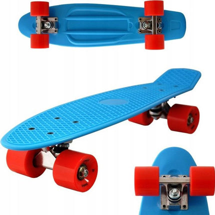 Skateboard – Cruiser Pennyboard 57cm – Léger – ABEC-5 – Amortisseurs PU – Rouge/Bleu
