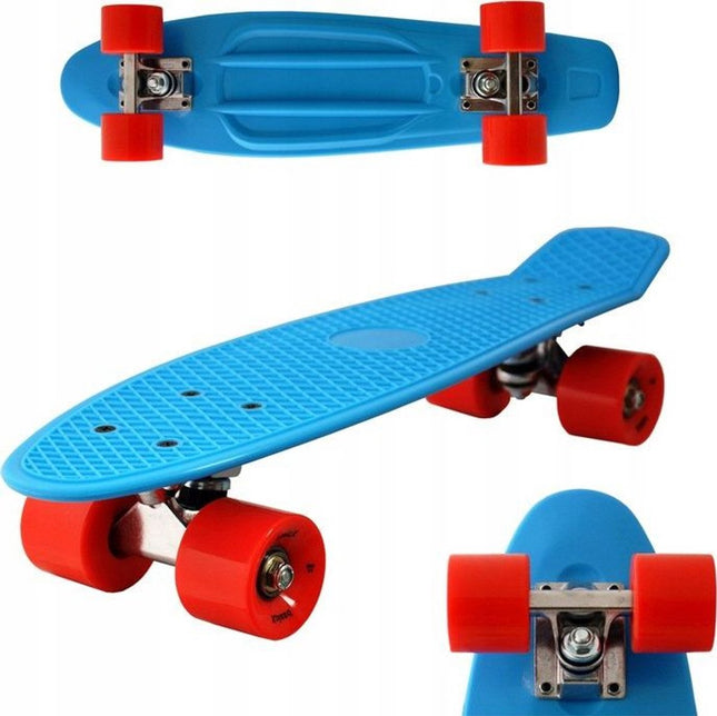 Skateboard – Cruiser Pennyboard 57cm – Léger – ABEC-5 – Amortisseurs PU – Rouge/Bleu