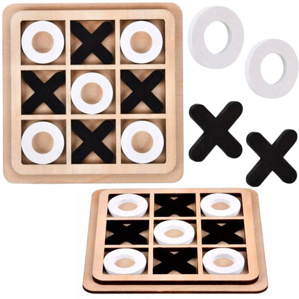 Jeu en Bois Morpion - Jeu de Réflexion Stratégique Tic Tac Toe - Jeu Éducatif - 14x14 cm - Jeu de Morpion Portable - Bois