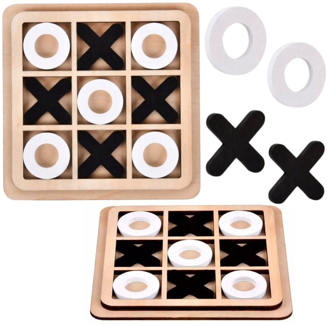Boter Kaas en Eieren Houten Spel - Tic Tac Toe Strategisch Denkspel - Educatief Spel - 14x14 cm - Portable Tic Tac Toe Game - Hout