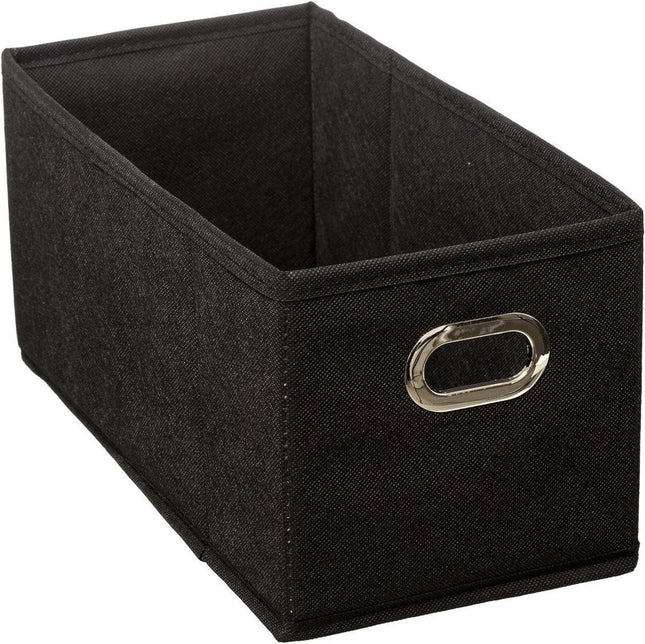 5Five Panier/Boîte de rangement - noir - lin - 7 litres - 31 x 15 x 15 cm - Boîte de rangement - Paniers pour étagères