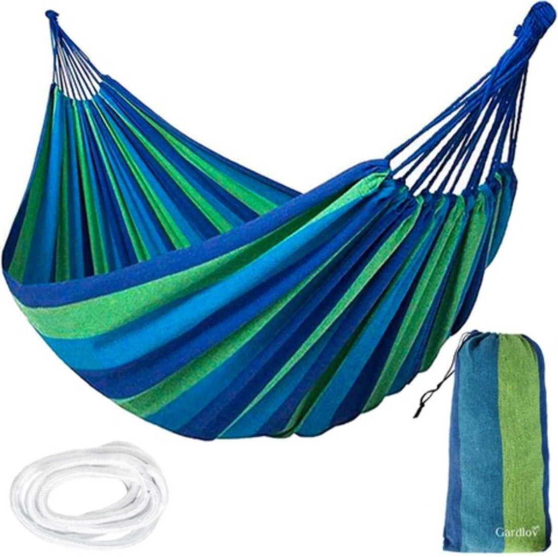 Gardlov Hammock without Spreader Bar - Multicolored and Durable - Ideal for Outdoors - 2 Person