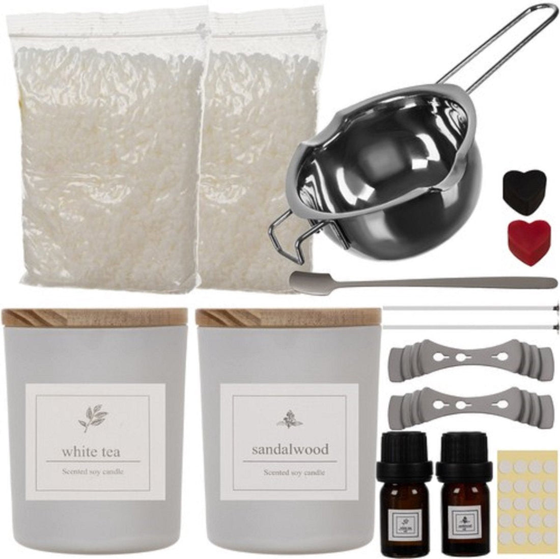 Ruhhy Luxe Geurkaarsen DIY Wit - met 26 branduren - Zelf kaarsen maken - Complete Geschenkset