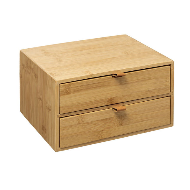 Five® Boîtes de rangement en bambou 2 tiroirs - Bois - Durable - 2 tiroirs (25 x 14,5 x 20)