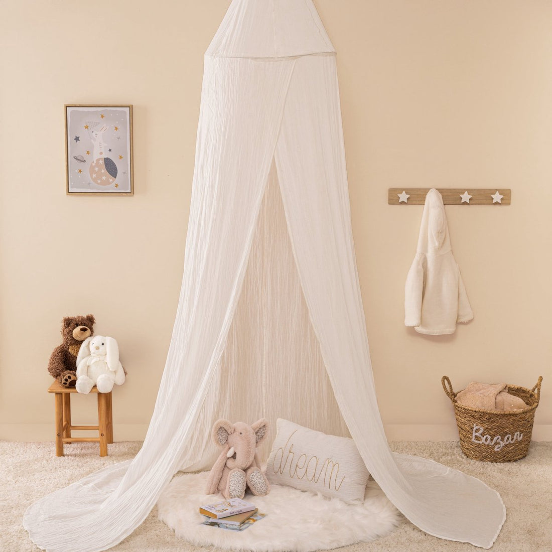 Atmosphera Kids klamboe wit – katoenen bedhemel voor het kinderbed