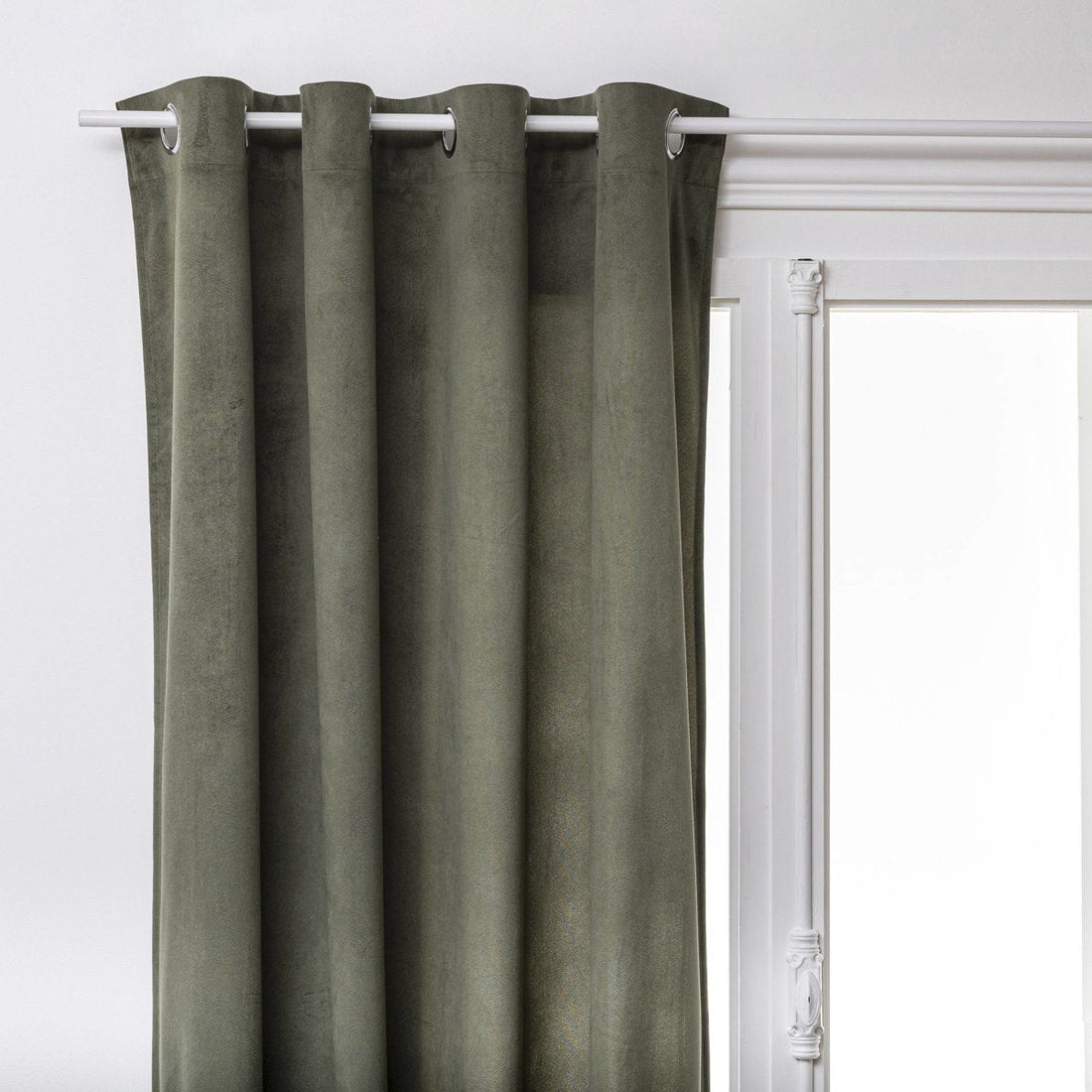 Atmosphera Lilou curtains 140 x 260 cm - Ready-to-hang with eyelets - Curtain window covering - Khaki