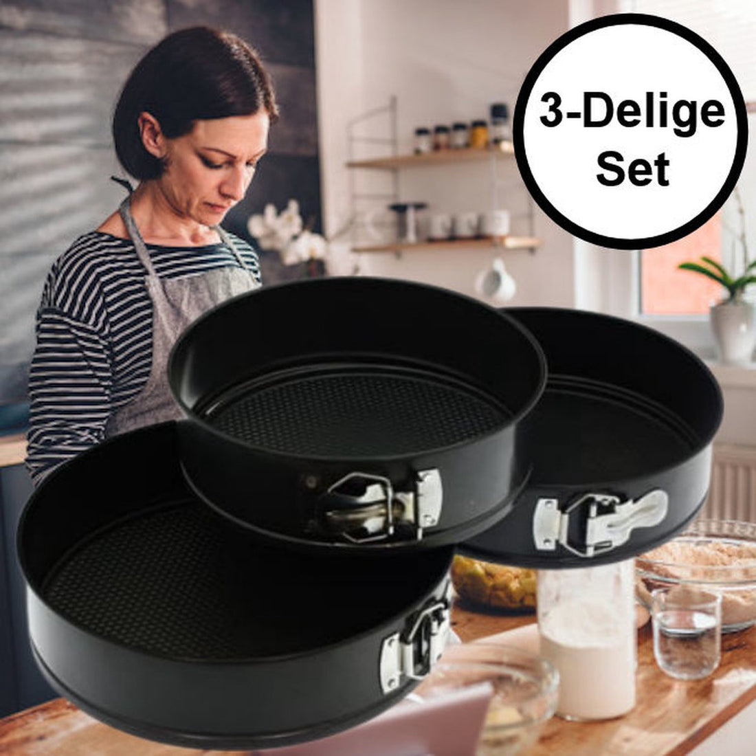 Decopatent springvormen set van 3 – ronde bakvormen Ø 22, 24,5 en 26 cm