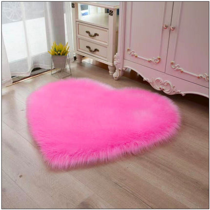 Tapis Cœur en Peluche 40x50 cm - Rose - Dessous Antidérapant - Tissu Doux et Douillet - Idéal pour Chambre d'Enfant - Chambre de Fille - Rose - Cœur
