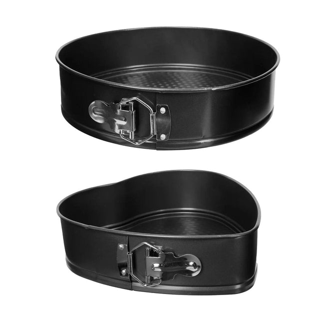5five Moules à tarte/moules à manqué - métal - noir - lot de 2 moules