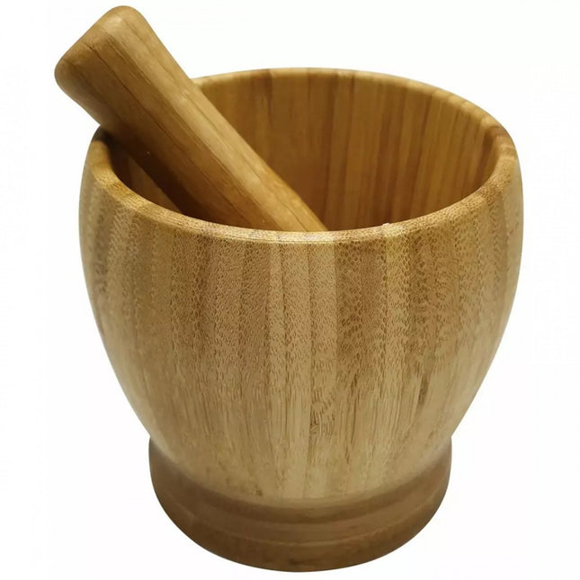 Mortier et Pilon en Bambou – Bambou 100% Naturel – Épices & Pesto – Ø11,5 cm