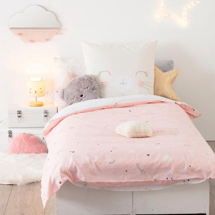 Atmosphera Kids Parure de lit 1 housse de couette 140x200cm/1 taie d'oreiller 65x65cm Chat