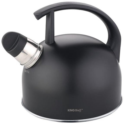 Kinghoff Bouilloire Traditionnelle – Siffleuse – Inox, Noir Mat, 1.5L – Fonction Sifflet – Compatible Tous Feux (Gaz, Électrique, Vitrocéramique, Induction)