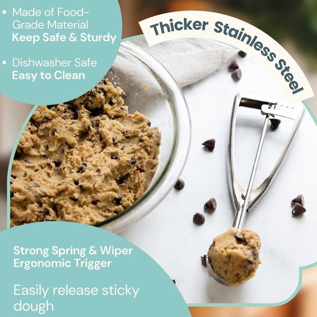 IJsschepper en koekjesschepper #16 – RVS 18/8, 60 ml, met ontgrendelingshendel – foto 2