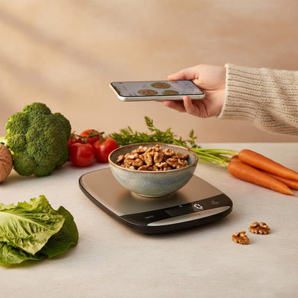 Klausberg KB-7936 Balance de cuisine numérique 10 kg – INOX, rechargeable USB-C, précision de 1g, fonction TARE, mesure de liquides