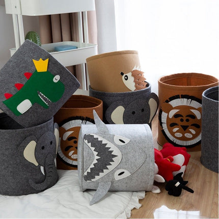 Panier à jouets - Panier à linge - Rangement - 35 x 35 cm - Marron - Lion