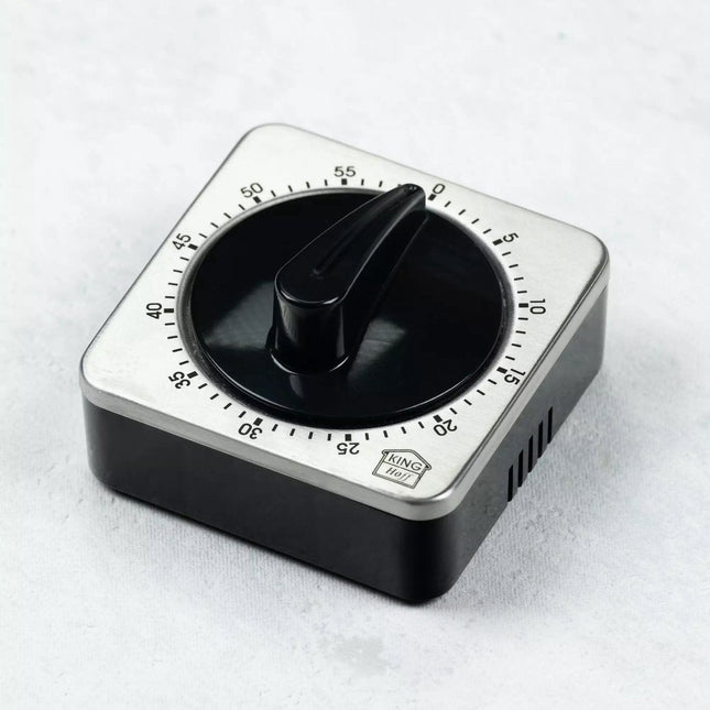 KINGHoff Minuteur de cuisine mécanique - Minuteur de cuisson magnétique en acier inoxydable avec bouton rotatif - 60 minutes - Minuteur de cuisson - KH1676