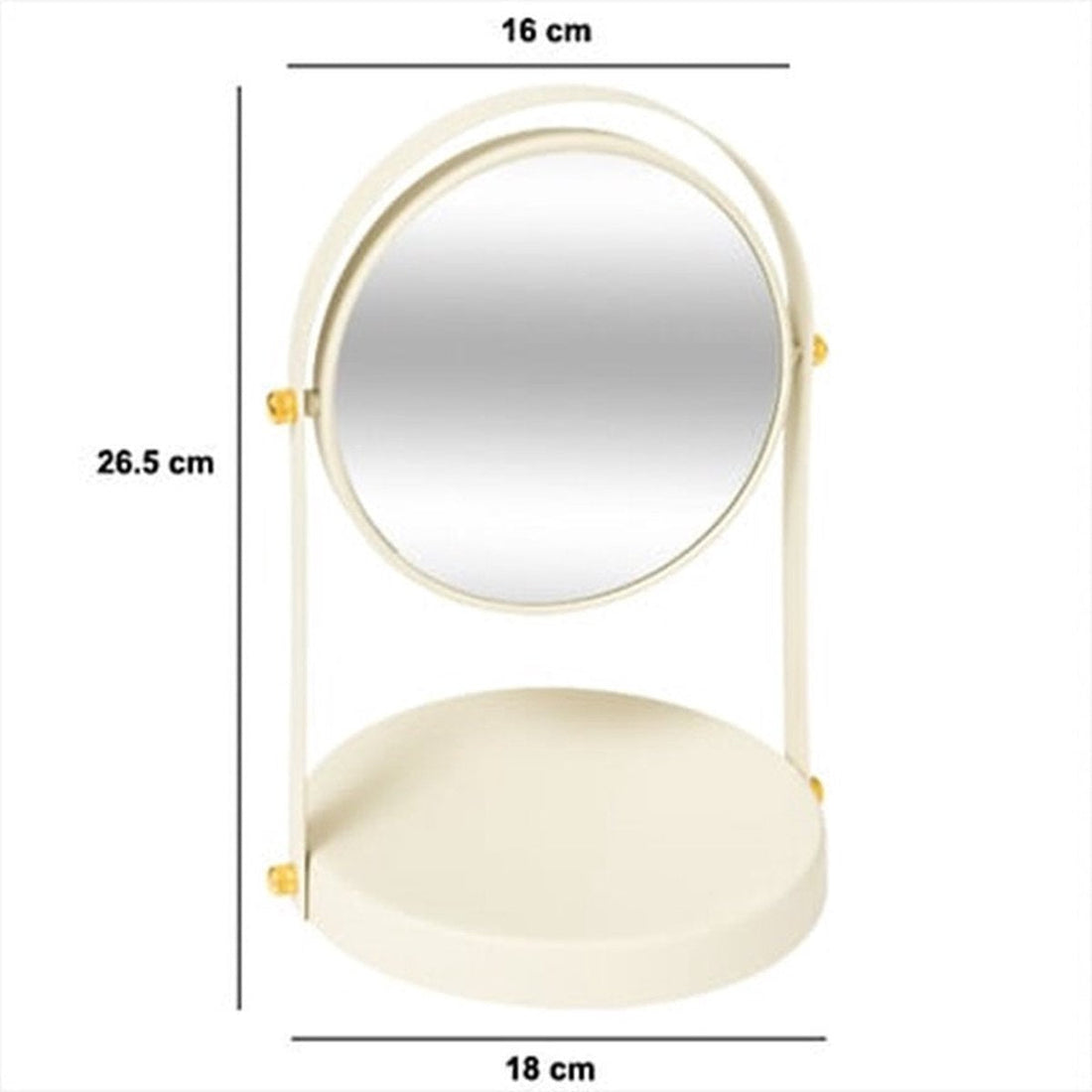 5Five Make-up spiegel met standaard - 18 x 26 cm - metaal - ivoor wit - badkamer / kaptafel - draaibaar