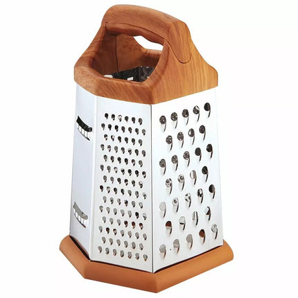 Râpe de cuisine hexagonale Kinghoff KH4081 - Râpe multifonction 6-en-1 - Acier inoxydable de haute qualité - Râpe multifonction