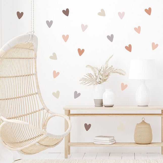 Lot de stickers muraux cœurs Sipo - Décoration murale adhésive - Cœurs repositionnables pour chambre d'enfant et salon - 6,5x5,7 cm par cœur - Stickers muraux