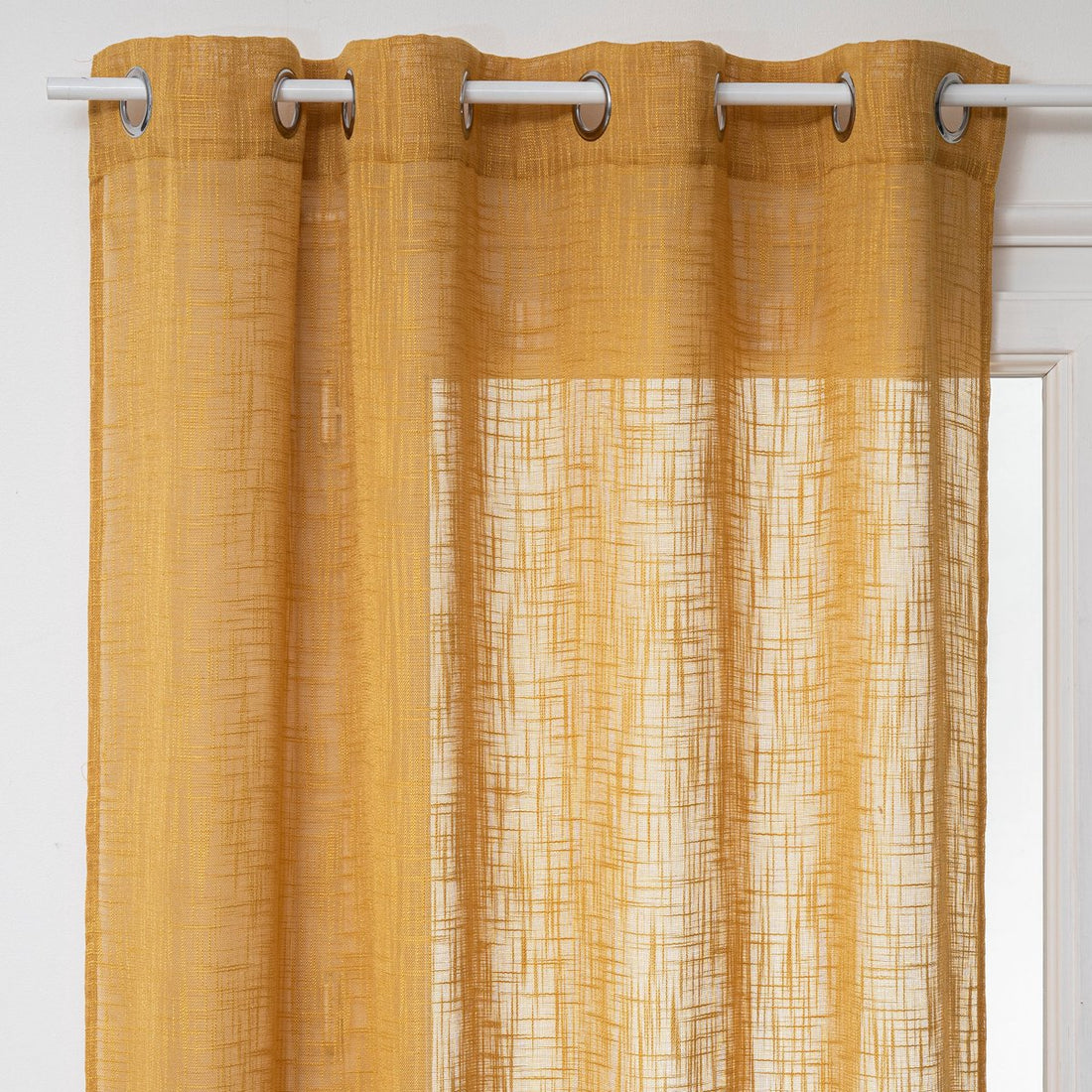Atmosphera Alton Linen Curtain 140x240cm - Ready-made with eyelets - Ochre