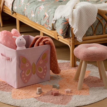 Atmosphera Panier Pliable Papillon - Rangement - 29x29x29cm - Rose