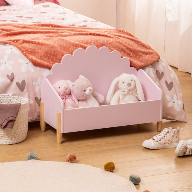 Atmosphera Kids Caisse de rangement Fleurs - 61x29x44cm - Rose