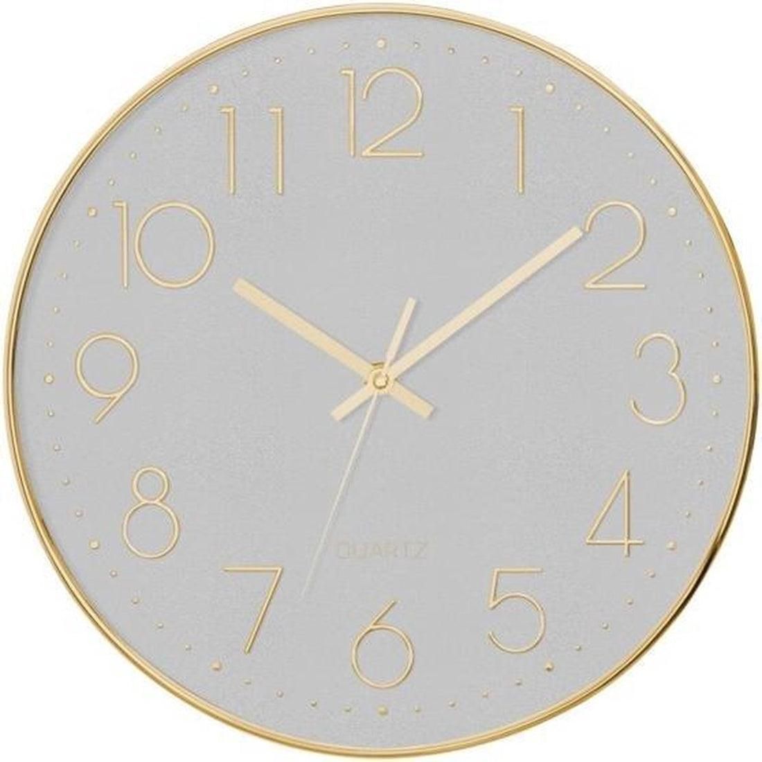 Gold wall clock silent movement with grey background Ø 30CM