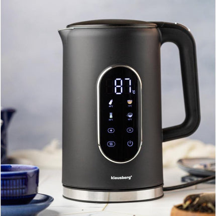 Klausberg KB-7891 Bouilloire Électrique - 1,7L - Noir - Panneau de Commande LED - 13 Niveaux de Température - 2200W
