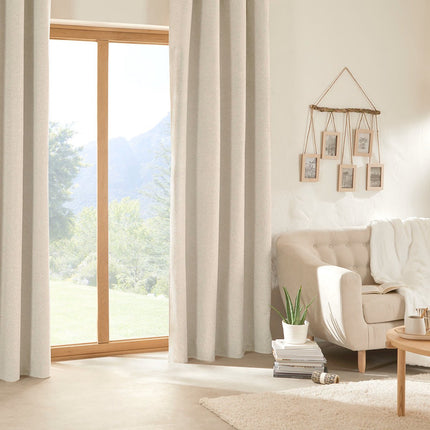 Atmosphera Soana Rideau occultant et isolant 140x260cm - Prêt à poser à œillets - Beige