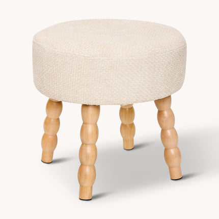 Pouf Atmosphera Spolo Velours - Ø38xH39cm - Blanc