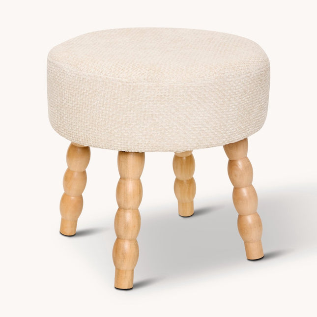 Pouf Atmosphera Spolo Velours - Ø38xH39cm - Blanc