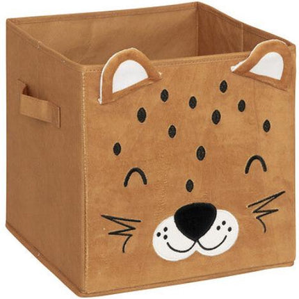 Atmosphera Kids Joey Boîte de rangement Léopard avec oreilles - 29x29x29cm - Pliable - Marron