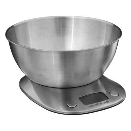 5Five Balance de cuisine digitale avec bol - argent - métal - D21 x H22 cm - à piles