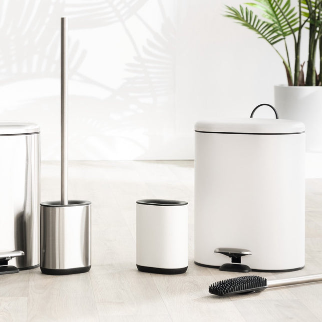 5Five WC- / toiletborstel met houder plat - RVS - polypropyleen siliconen