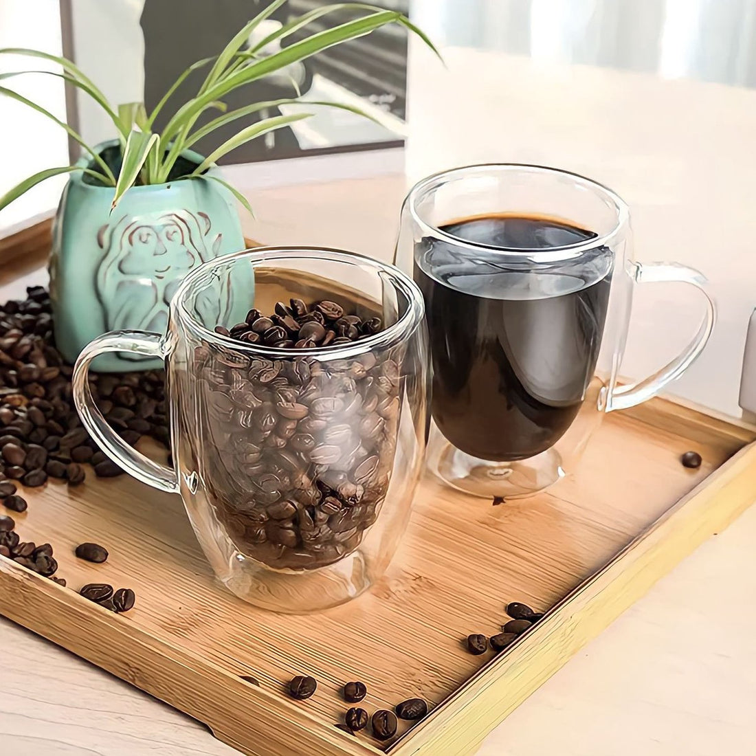 Latte Macchiato Gläser - 350 ml mit Henkel - 6 Stück - Teegläser - doppelwandige Gläser - Latte Macchiato Gläser doppelwandig - Latte Gläser - Kaffeegläser - Cappuccino Gläser