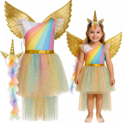 Kruzzel Licorne / Costume de licorne 122-128 cm - robe, ailes et serre-tête