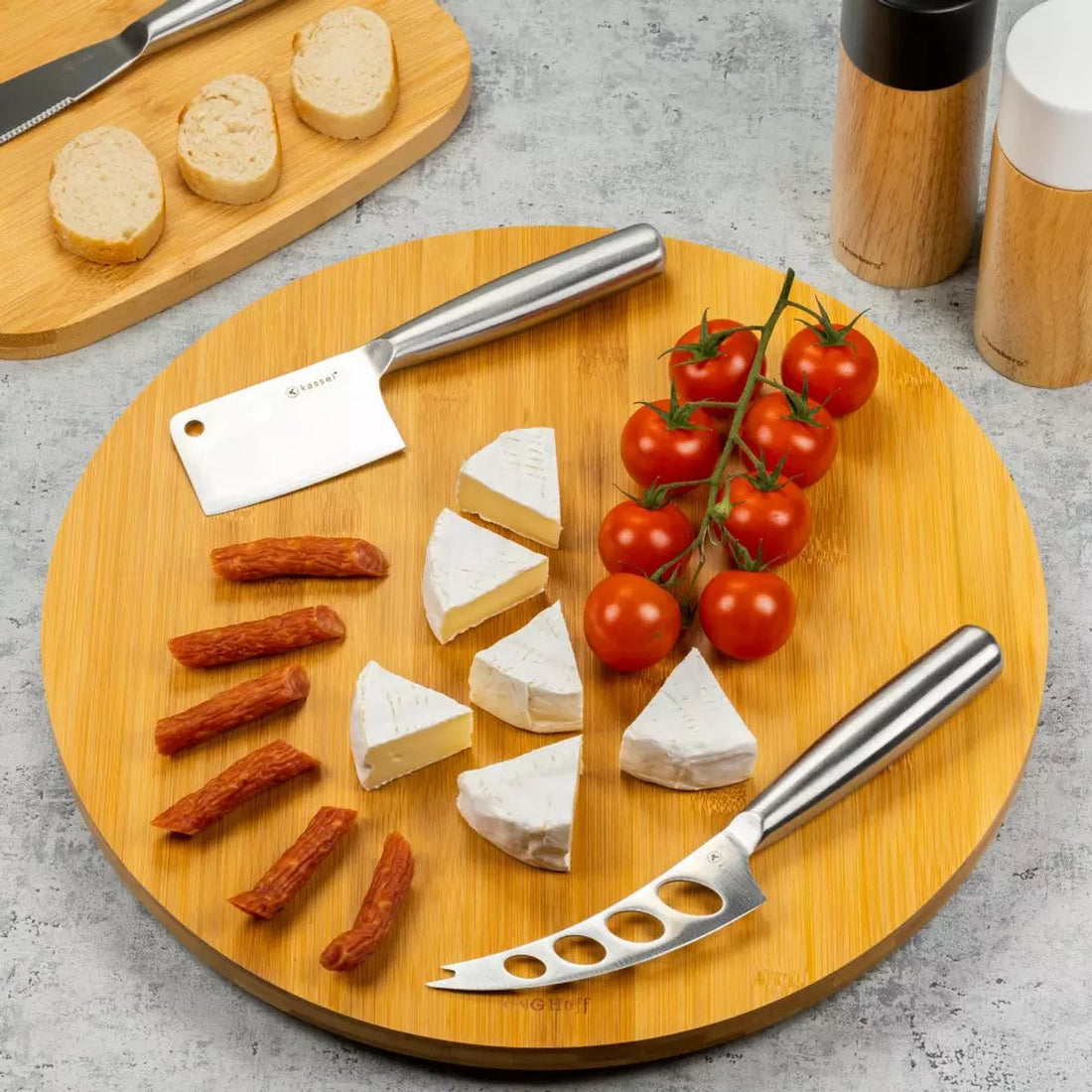 Kinghoff Rotating Bamboo Board - Ø35 cm - 360° Rotating - Model KH1566 - Rotating Serving Board - Appetizer Board