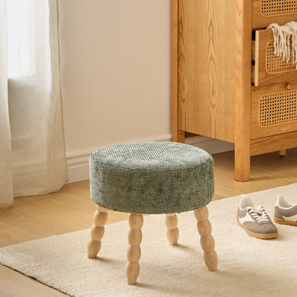 Atmosphera Spolo Pouf Velours - Ø38xH39cm - Vert