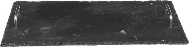 Planche à découper en ardoise pour apéritif - plateau de service avec poignées gris/noir