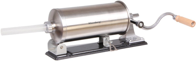 Klausberg KB-7928 Poussoir à saucisses horizontal | Capacité 3 kg | Inox | Avec Serre-joints et Piston | Remplisseur de viande | Machine à saucisses