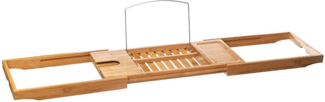 Luxury bamboo bathtub tray, extendable/adjustable 70-105 x 22 x 4 cm - Wooden bath board