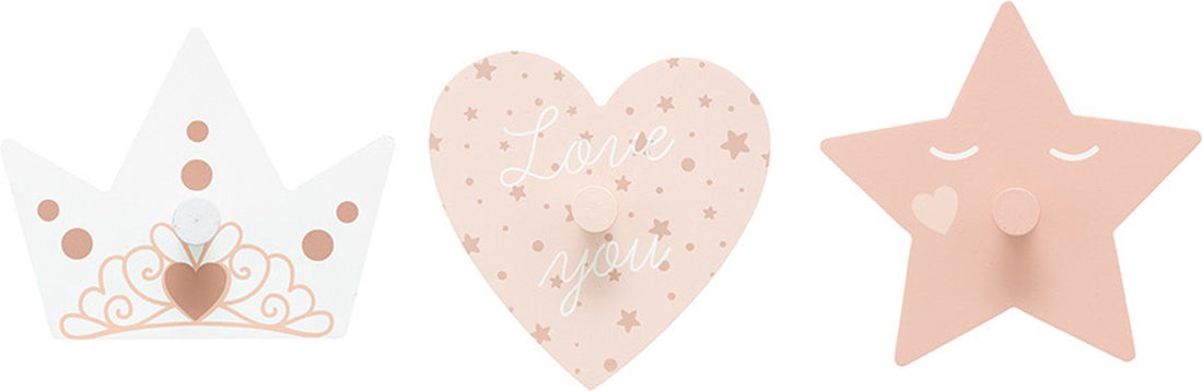 Atmosphera wall hooks children's room 3 pieces pink