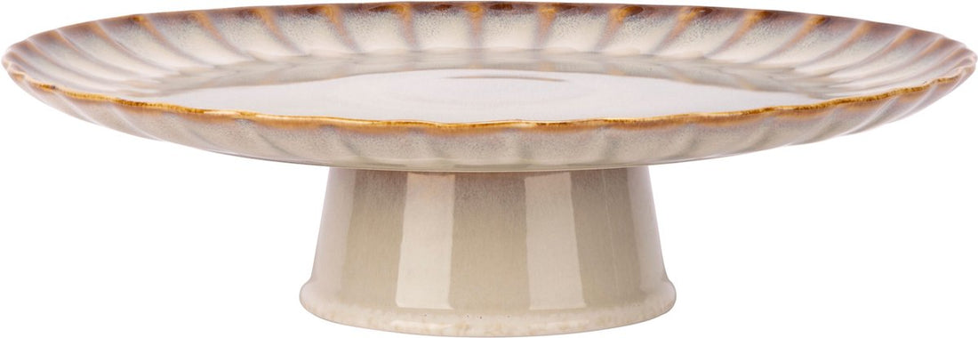 Cosy & Trendy taartplateau Astera Pearl beige – aardewerk, Ø 32 cm