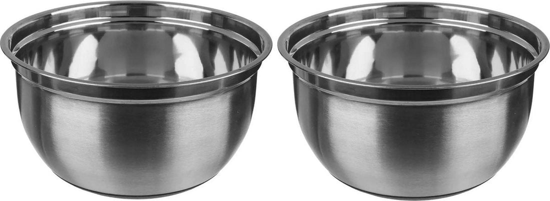 2x stainless steel mixing bowls with non-slip base - 2.5L - Kitchen supplies - Serving bowls/salad bowls